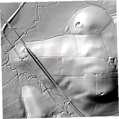 Shaded relief map of the ground around EX175LQ, computed from Environment Agency LiDAR. The ground here sits at about 107 m above sea level and falls 39 m across the surrounding 800 m. Surface water reaching this point runs off ground lying to the east, 6.3 m higher.