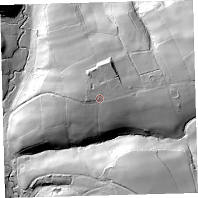 Shaded relief map of the ground around EX187QH, computed from Environment Agency LiDAR. The ground here sits at about 142 m above sea level and falls 76 m across the surrounding 800 m. Surface water reaching this point runs off ground lying to the east-south-east, 1.9 m higher.