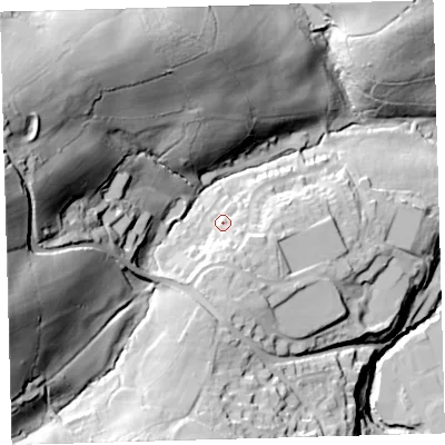 Shaded relief map of the ground around EX201UU, computed from Environment Agency LiDAR. The ground here sits at about 168 m above sea level and falls 83 m across the surrounding 800 m. Surface water reaching this point runs off ground lying to the south-south-east, 8.9 m higher.