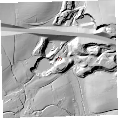 Shaded relief map of the ground around EX202LR, computed from Environment Agency LiDAR. The ground here sits at about 170 m above sea level and falls 56 m across the surrounding 800 m. Surface water reaching this point runs off ground lying to the south, 20.1 m higher.