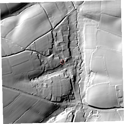 Shaded relief map of the ground around EX202SZ, computed from Environment Agency LiDAR. The ground here sits at about 139 m above sea level and falls 50 m across the surrounding 800 m. Surface water reaching this point runs off ground lying to the west, 39.7 m higher.