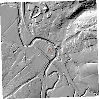 Shaded relief map of the ground around EX203HB, computed from Environment Agency LiDAR. The ground here sits at about 67 m above sea level and falls 44 m across the surrounding 800 m. Surface water reaching this point runs off ground lying to the south-east, 1.6 m higher.
