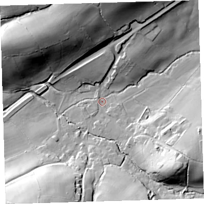 Shaded relief map of the ground around EX204EN, computed from Environment Agency LiDAR. The ground here sits at about 163 m above sea level and falls 48 m across the surrounding 800 m. Surface water reaching this point runs off ground lying to the south-east, 31.3 m higher.