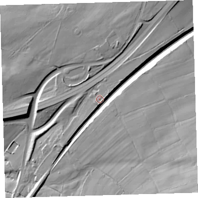 Shaded relief map of the ground around EX204HT, computed from Environment Agency LiDAR. The ground here sits at about 296 m above sea level and falls 52 m across the surrounding 800 m. Surface water reaching this point runs off ground lying to the east-north-east, 2.8 m higher.