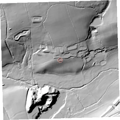 Shaded relief map of the ground around EX204QG, computed from Environment Agency LiDAR. The ground here sits at about 167 m above sea level and falls 63 m across the surrounding 800 m. Surface water reaching this point runs off ground lying to the north, 8.9 m higher.