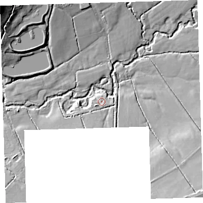 Shaded relief map of the ground around EX204QQ, computed from Environment Agency LiDAR. The ground here sits at about 128 m above sea level and falls 24 m across the surrounding 800 m. Surface water reaching this point runs off ground lying to the south-west, 3.0 m higher.