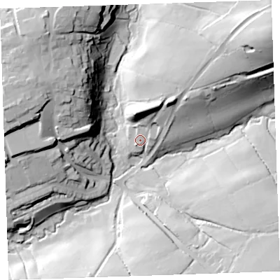 Shaded relief map of the ground around EX226LX, computed from Environment Agency LiDAR. The ground here sits at about 116 m above sea level and falls 59 m across the surrounding 800 m. Surface water reaching this point runs off ground lying to the north-east, 22.7 m higher.
