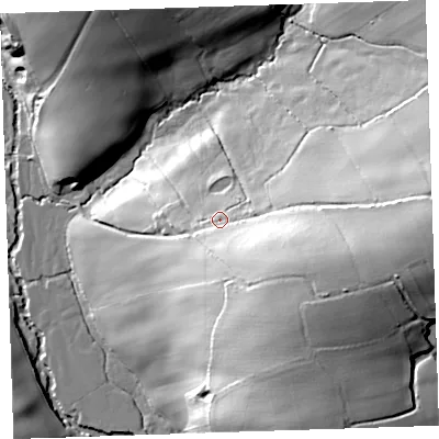 Shaded relief map of the ground around EX227UQ, computed from Environment Agency LiDAR. The ground here sits at about 141 m above sea level and falls 48 m across the surrounding 800 m. Surface water reaching this point runs off ground lying to the south-east, 25.8 m higher.