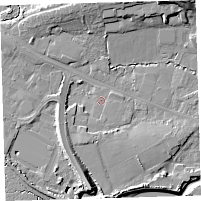 Shaded relief map of the ground around EX311GB, computed from Environment Agency LiDAR. The ground here sits at about 4 m above sea level and falls 21 m across the surrounding 800 m. Surface water reaching this point runs off ground lying to the east-south-east, 0.7 m higher.