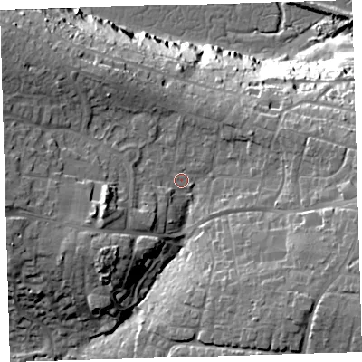 Shaded relief map of the ground around EX312EJ, computed from Environment Agency LiDAR. The ground here sits at about 33 m above sea level and falls 41 m across the surrounding 800 m. Surface water reaching this point runs off ground lying to the west, 9.0 m higher.