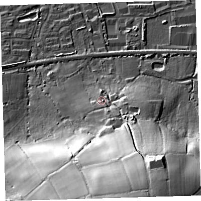 Shaded relief map of the ground around EX313HR, computed from Environment Agency LiDAR. The ground here sits at about 51 m above sea level and falls 63 m across the surrounding 800 m. Surface water reaching this point runs off ground lying to the south-east, 4.8 m higher.