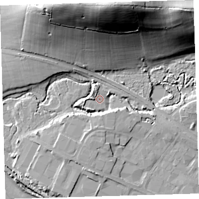 Shaded relief map of the ground around EX314AT, computed from Environment Agency LiDAR. The ground here sits at about 5 m above sea level and falls 52 m across the surrounding 800 m. Surface water reaching this point runs off ground lying to the south-west, 4.8 m higher.