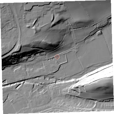 Shaded relief map of the ground around EX314HY, computed from Environment Agency LiDAR. The ground here sits at about 8 m above sea level and falls 58 m across the surrounding 800 m. Surface water reaching this point runs off ground lying to the north-west, 31.3 m higher.