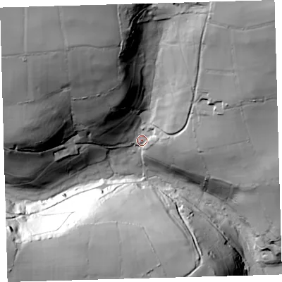 Shaded relief map of the ground around EX314LX, computed from Environment Agency LiDAR. The ground here sits at about 137 m above sea level and falls 90 m across the surrounding 800 m. Surface water reaching this point runs off ground lying to the north-north-west, 72.1 m higher.