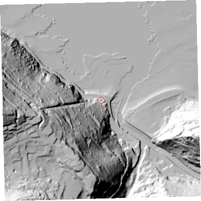 Shaded relief map of the ground around EX356EQ, computed from Environment Agency LiDAR. The ground here sits at about 10 m above sea level and falls 171 m across the surrounding 800 m. Surface water reaching this point runs off ground lying to the west-south-west, 139.1 m higher.