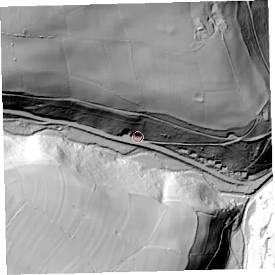 Shaded relief map of the ground around EX356JT, computed from Environment Agency LiDAR. The ground here sits at about 202 m above sea level and falls 114 m across the surrounding 800 m. Surface water reaching this point runs off ground lying to the north-north-west, 94.4 m higher.