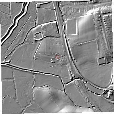 Shaded relief map of the ground around EX51AT, computed from Environment Agency LiDAR. The ground here sits at about 4 m above sea level and falls 18 m across the surrounding 800 m. Surface water reaching this point runs off ground lying to the east-north-east, 2.9 m higher.