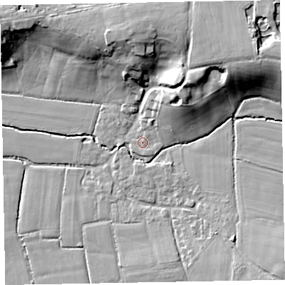 Shaded relief map of the ground around EX52LH, computed from Environment Agency LiDAR. The ground here sits at about 28 m above sea level and falls 24 m across the surrounding 800 m. Surface water reaching this point runs off ground lying to the north-east, 11.1 m higher.