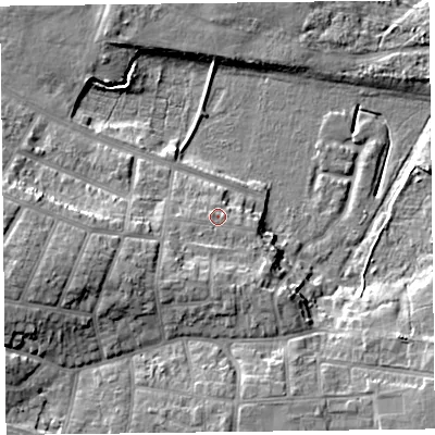 Shaded relief map of the ground around FY39SU, computed from Environment Agency LiDAR. The ground here sits at about 11 m above sea level and falls 14 m across the surrounding 800 m. Surface water reaching this point runs off ground lying to the south-south-west, 1.0 m higher.