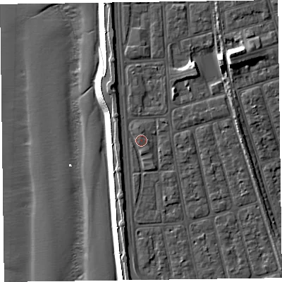 Shaded relief map of the ground around FY41RN, computed from Environment Agency LiDAR. The ground here sits at about 8 m above sea level and falls 16 m across the surrounding 800 m. Surface water reaching this point runs off ground lying to the south-south-east, 0.9 m higher.