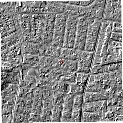 Shaded relief map of the ground around FY52AR, computed from Environment Agency LiDAR. The ground here sits at about 5 m above sea level and falls 5 m across the surrounding 800 m. Surface water reaching this point runs off ground lying to the south-west, 0.6 m higher.