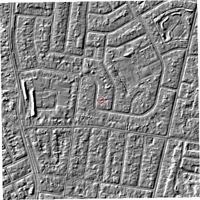 Shaded relief map of the ground around FY52NJ, computed from Environment Agency LiDAR. The ground here sits at about 5 m above sea level and falls 5 m across the surrounding 800 m. Surface water reaching this point runs off ground lying to the north-north-east, 1.5 m higher.