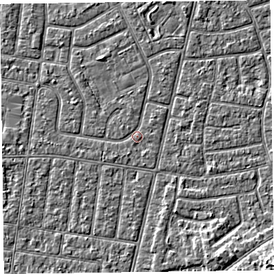 Shaded relief map of the ground around FY52NN, computed from Environment Agency LiDAR. The ground here sits at about 5 m above sea level and falls 5 m across the surrounding 800 m. Surface water reaching this point runs off ground lying to the south-west, 0.7 m higher.