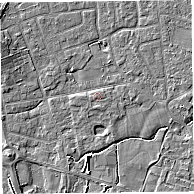 Shaded relief map of the ground around FY52US, computed from Environment Agency LiDAR. The ground here sits at about 5 m above sea level and falls 5 m across the surrounding 800 m. Surface water reaching this point runs off ground lying to the south, 0.7 m higher.