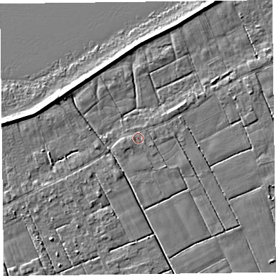 Shaded relief map of the ground around FY60HG, computed from Environment Agency LiDAR. The ground here sits at about 5 m above sea level and falls 5 m across the surrounding 800 m. Surface water reaching this point runs off ground lying to the west-south-west, 1.0 m higher.