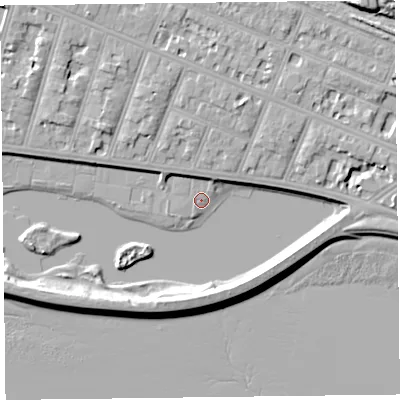 Shaded relief map of the ground around FY81BD, computed from Environment Agency LiDAR. The ground here sits at about 5 m above sea level and falls 11 m across the surrounding 800 m. Surface water reaching this point runs off ground lying to the north-north-west, 2.5 m higher.