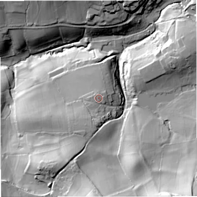 Shaded relief map of the ground around GL115BW, computed from Environment Agency LiDAR. The ground here sits at about 101 m above sea level and falls 54 m across the surrounding 800 m. Surface water reaching this point runs off ground lying to the south-south-west, 1.0 m higher.