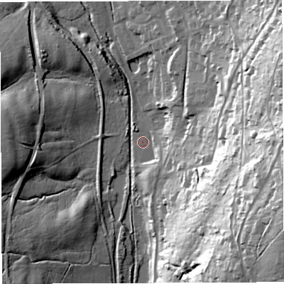 Shaded relief map of the ground around GL143HE, computed from Environment Agency LiDAR. The ground here sits at about 139 m above sea level and falls 61 m across the surrounding 800 m. Surface water reaching this point runs off ground lying to the east-south-east, 55.8 m higher.