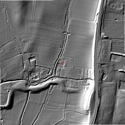 Shaded relief map of the ground around GL194BS, computed from Environment Agency LiDAR. The ground here sits at about 11 m above sea level and falls 20 m across the surrounding 800 m. Surface water reaching this point runs off ground lying to the south-east, 17.6 m higher.