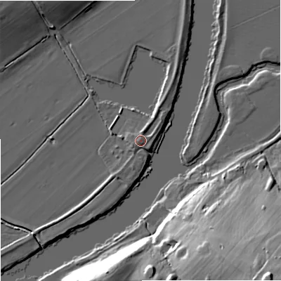 Shaded relief map of the ground around GL194RE, computed from Environment Agency LiDAR. The ground here sits at about 11 m above sea level and falls 27 m across the surrounding 800 m. Surface water reaching this point runs off ground lying to the west-south-west, 1.2 m higher.