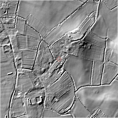 Shaded relief map of the ground around GL29NX, computed from Environment Agency LiDAR. The ground here sits at about 11 m above sea level and falls 9 m across the surrounding 800 m. Surface water reaching this point runs off ground lying to the north-east, 7.6 m higher.