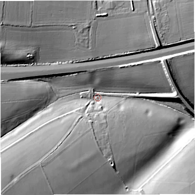 Shaded relief map of the ground around GL91JE, computed from Environment Agency LiDAR. The ground here sits at about 162 m above sea level and falls 25 m across the surrounding 800 m. Surface water reaching this point runs off ground lying to the south-west, 15.3 m higher.