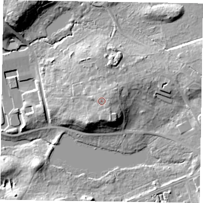 Shaded relief map of the ground around GU154NL, computed from Environment Agency LiDAR. The ground here sits at about 81 m above sea level and falls 17 m across the surrounding 800 m. Surface water reaching this point runs off ground lying to the east, 1.7 m higher.