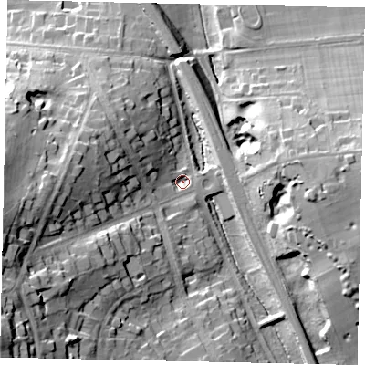 Shaded relief map of the ground around HA62BG, computed from Environment Agency LiDAR. The ground here sits at about 56 m above sea level and falls 39 m across the surrounding 800 m. Surface water reaching this point runs off ground lying to the south-west, 35.2 m higher.