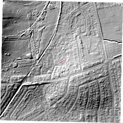 Shaded relief map of the ground around HA72EJ, computed from Environment Agency LiDAR. The ground here sits at about 67 m above sea level and falls 23 m across the surrounding 800 m. Surface water reaching this point runs off ground lying to the east-south-east, 3.5 m higher.