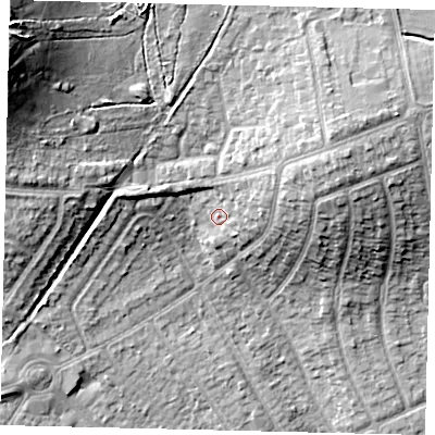 Shaded relief map of the ground around HA72EP, computed from Environment Agency LiDAR. The ground here sits at about 62 m above sea level and falls 29 m across the surrounding 800 m. Surface water reaching this point runs off ground lying to the north-west, 21.6 m higher.