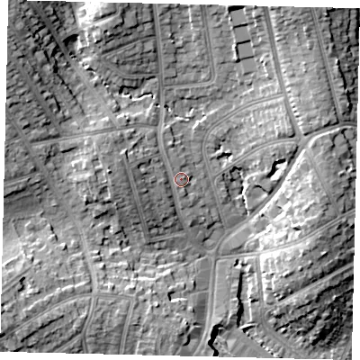 Shaded relief map of the ground around HA88LW, computed from Environment Agency LiDAR. The ground here sits at about 58 m above sea level and falls 17 m across the surrounding 800 m. Surface water reaching this point runs off ground lying to the west-north-west, 3.9 m higher.