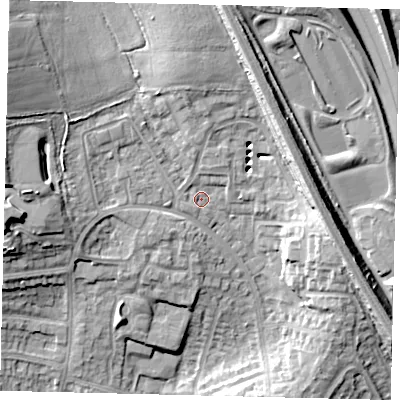 Shaded relief map of the ground around HA88XJ, computed from Environment Agency LiDAR. The ground here sits at about 72 m above sea level and falls 17 m across the surrounding 800 m. Surface water reaching this point runs off ground lying to the north-west, 11.8 m higher.