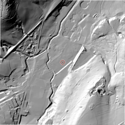 Shaded relief map of the ground around HD94AP, computed from Environment Agency LiDAR. The ground here sits at about 138 m above sea level and falls 93 m across the surrounding 800 m. Surface water reaching this point runs off ground lying to the south-south-east, 80.7 m higher.
