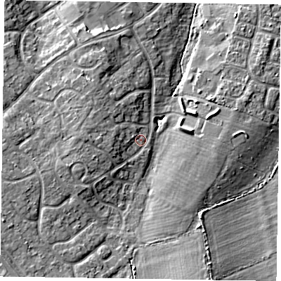 Shaded relief map of the ground around HP219TT, computed from Environment Agency LiDAR. The ground here sits at about 91 m above sea level and falls 10 m across the surrounding 800 m. Surface water reaching this point runs off ground lying to the west-south-west, 4.0 m higher.