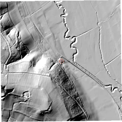 Shaded relief map of the ground around HR20AN, computed from Environment Agency LiDAR. The ground here sits at about 93 m above sea level and falls 68 m across the surrounding 800 m. Surface water reaching this point runs off ground lying to the south-west, 52.2 m higher.