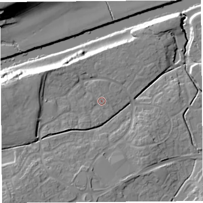 Shaded relief map of the ground around HR27SS, computed from Environment Agency LiDAR. The ground here sits at about 60 m above sea level and falls 26 m across the surrounding 800 m. Surface water reaching this point runs off ground lying to the south-west, 10.3 m higher.