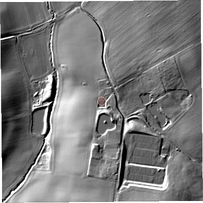 Shaded relief map of the ground around HR29TR, computed from Environment Agency LiDAR. The ground here sits at about 88 m above sea level and falls 28 m across the surrounding 800 m. Surface water reaching this point runs off ground lying to the south, 11.5 m higher.