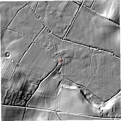 Shaded relief map of the ground around HR47HZ, computed from Environment Agency LiDAR. The ground here sits at about 81 m above sea level and falls 19 m across the surrounding 800 m. Surface water reaching this point runs off ground lying to the west-south-west, 17.0 m higher.