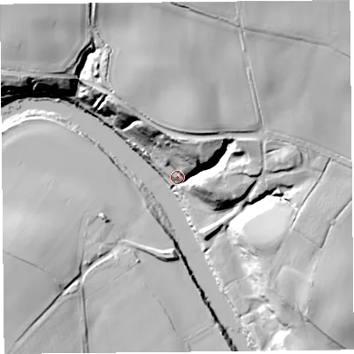 Shaded relief map of the ground around HR47JH, computed from Environment Agency LiDAR. The ground here sits at about 60 m above sea level and falls 41 m across the surrounding 800 m. Surface water reaching this point runs off ground lying to the north-east, 37.2 m higher.