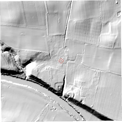 Shaded relief map of the ground around HR47PG, computed from Environment Agency LiDAR. The ground here sits at about 68 m above sea level and falls 38 m across the surrounding 800 m. Surface water reaching this point runs off ground lying to the north-west, 14.8 m higher.